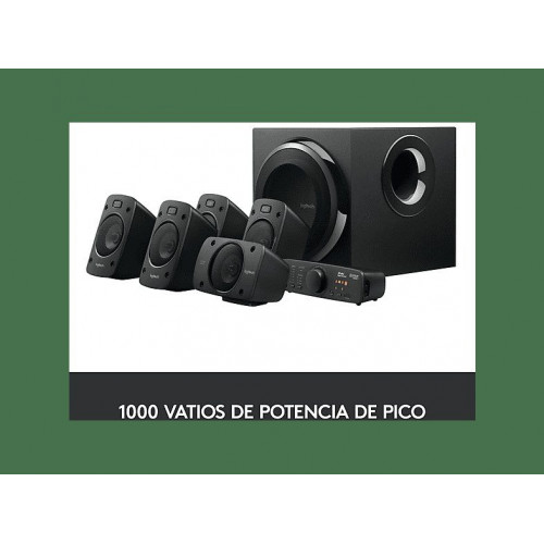 Sistema de altavoces - Logitech Speakers Z906, Potencia total 5x 67 W + 165 W, Alámbrica, Certificación THX, 6 conexiones, Mando a distancia, Negro