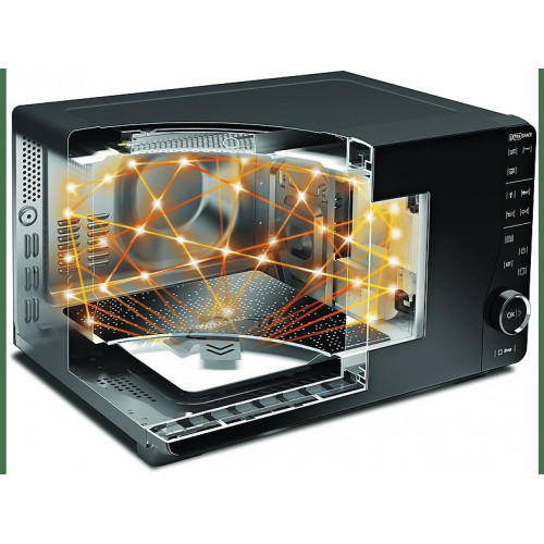 Microondas con grill - Whirlpool MWF421SL, 800W, 6 niveles, Función Grill, 25 l, Negro