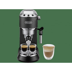 Cafetera express - De'Longhi Dedica EC685.BK, 1300 W, 15 bar, Thermoblock, Espresso manual, Función 2 tazas, Negro