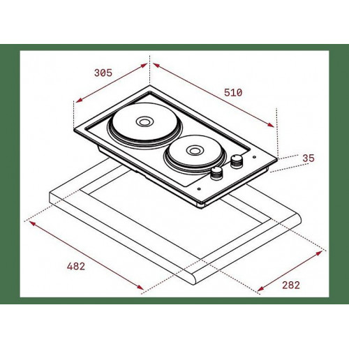 Placa modular - Teka EFX 30.1 2P, Eléctrica, 2 zonas, Zona grande 18 cm, 30 cm, Acero inoxidable
