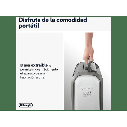 Deshumidificador - De'Longhi Tasciugo AriaDry Light DNS80, Extracción 7.5 l/día, Depósito de 2,8 l, Superficia de 85 m³, Pantalla LCD, Ionizador, Gris