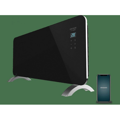 Convector - Cecotec Ready Warm 6770 Crystal Connection, 2000 W, LED, Placa decristal, Wi-Fi, Negro