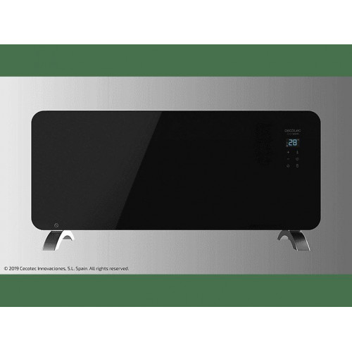 Convector - Cecotec Ready Warm 6770 Crystal Connection, 2000 W, LED, Placa decristal, Wi-Fi, Negro