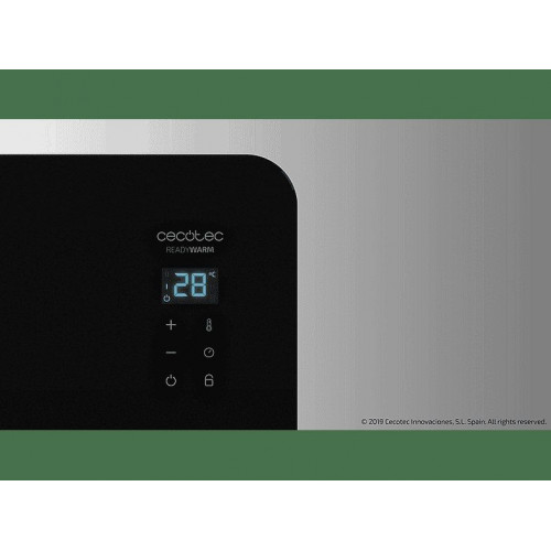 Convector - Cecotec Ready Warm 6770 Crystal Connection, 2000 W, LED, Placa decristal, Wi-Fi, Negro