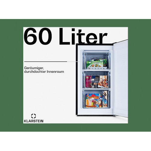 Mini congelador - KLARSTEIN Pluto 65L, 84,50 cm, Negro