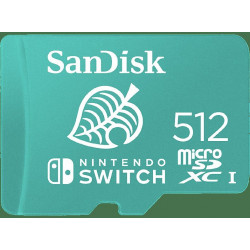 Tarjeta micro SDXC - SanDisk Licencia Nintendo®, 512 GB, Para Nintendo Switch 1, Lite, Oled, 100 MB/s, U3, C10, Verde
