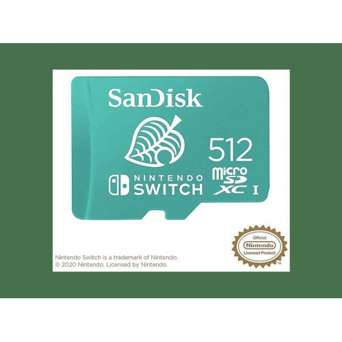 Tarjeta micro SDXC - SanDisk Licencia Nintendo®, 512 GB, Para Nintendo Switch 1, Lite, Oled, 100 MB/s, U3, C10, Verde
