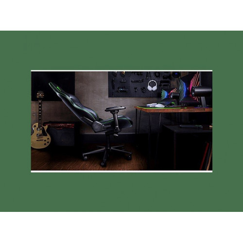 Silla gaming - Razer Enki X, Reposabrazos 2D, Carga máxima 136 kg, Cuero sintético, Arco lumbar, Negro/Verde