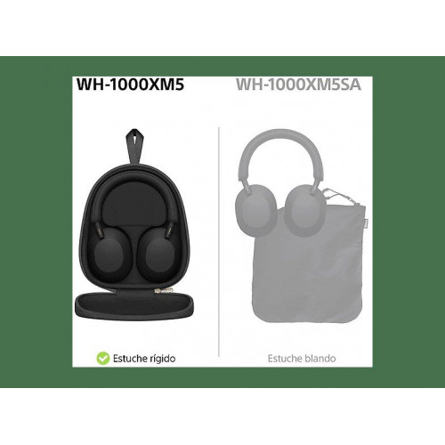 Auriculares inalámbricos - Sony WH-1000XM5B, Estuche rígido, Cancelación ruido, 30h, Hi-Res, Carga Rápida, Llamada Nítida, Bluetooth, Diadema, Negro