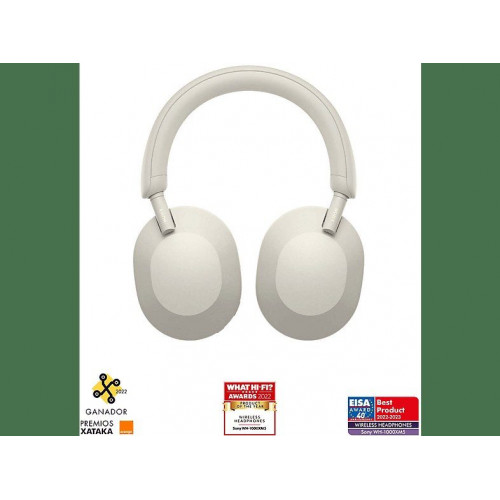 Auriculares inalámbricos - Sony WH-1000XM5S, Cancelación ruido (Noise Cancelling), 30h, Hi-Res, Carga Rápida, Con Asistente, Bluetooth, Diadema, Plata