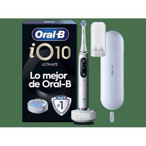 Cepillo eléctrico - Oral-B iO 10, 1 Cabezal, Con app y guía en tiempo real 3D, Estuche De Viaje De Carga, Diseñado Por Braun, Blanco