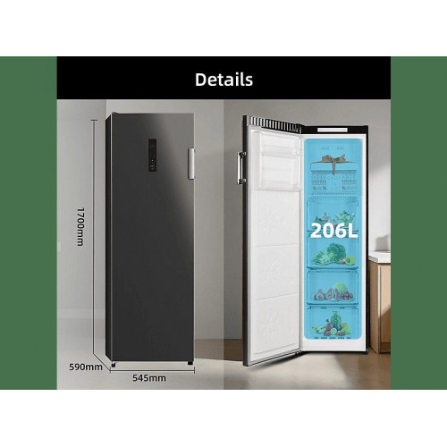 Congelador vertical - CHIQ CSD206NEID, 206 l, 1700 mm, Color Inox Oscuro