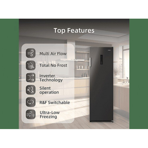 Congelador vertical - CHIQ CSD206NEID, 206 l, 1700 mm, Color Inox Oscuro