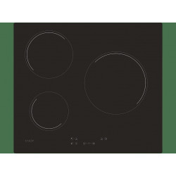 Placa vitrocerámica - Candy Timeless CH63CC/4U2,  3 Zonas, Zona grande 25 cm, Float glass, 60 cm, Negro