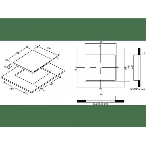 Placa vitrocerámica - Candy Timeless CH63CC/4U2,  3 Zonas, Zona grande 25 cm, Float glass, 60 cm, Negro