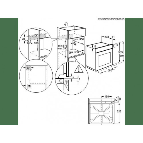 Horno a vapor - AEG BSE572360M, Multifunción, Pirolítico, 72 l, Sonda térmica, 60 cm, Inox