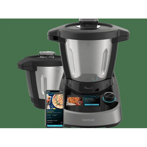 Robot de cocina - Cecotec Mambo Touch con Jarra Habana, 1600W, 3.3 l, 37 Funciones, Wi-Fi, TFT 5”, Negro