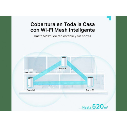 Sistema WiFi Mesh - TP-Link Deco S7, Pack 3, 1900 Mbps, Doble banda, 3x3 MU-MIMO, Ethernet Gigabit, Blanco
