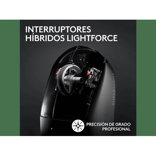 Ratón gaming - Logitech G Pro X Superlight 2, Lightspeed, Inalámbrico-USB, 32.0000 ppp, PC-Mac, Botones personalizables, Interruptores híbridos, Negro