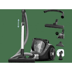 Aspirador sin bolsa - Rowenta Compact Power XXL RO4B75, 900W, 2.5 L, Filtrado Ciclónico 3 niveles, Radio 8.8 m, Kit Limpieza, Especial Mascotas, Negro