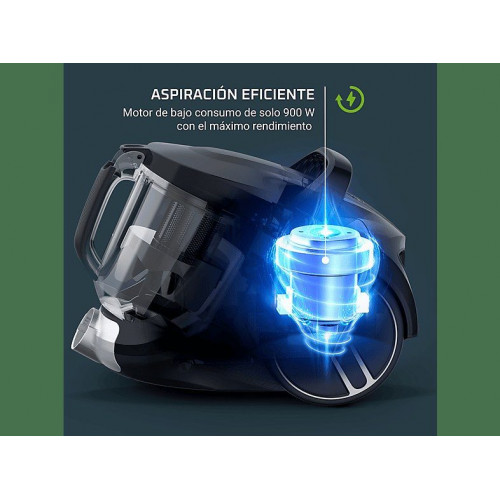 Aspirador sin bolsa - Rowenta Compact Power XXL RO4B75, 900W, 2.5 L, Filtrado Ciclónico 3 niveles, Radio 8.8 m, Kit Limpieza, Especial Mascotas, Negro
