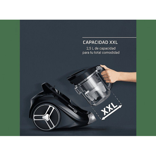 Aspirador sin bolsa - Rowenta Compact Power XXL RO4B75, 900W, 2.5 L, Filtrado Ciclónico 3 niveles, Radio 8.8 m, Kit Limpieza, Especial Mascotas, Negro