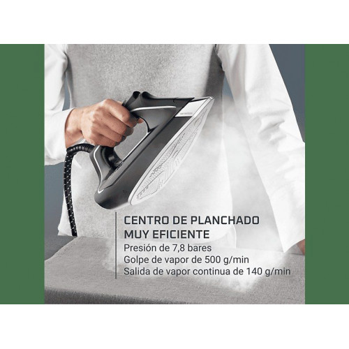 Centro de planchado - Rowenta Eco Steam Pro DG9621, 2800 W, 7.8 bar, 140 g/min, Golpe Vapor 500 g/min, 1.3 L, Suela Microsteam 400 HD 3D Laser, Verde