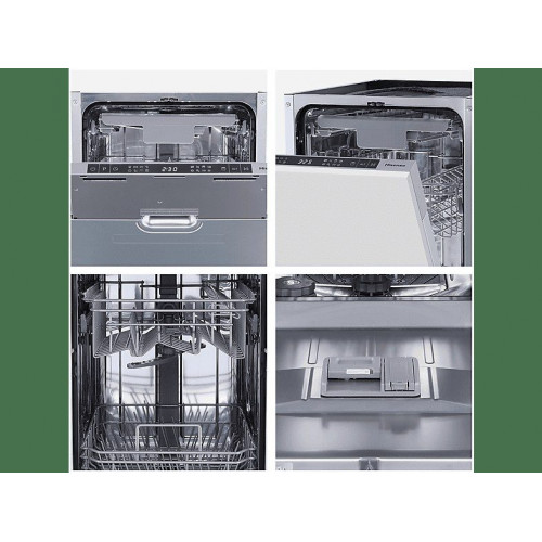 Lavavajillas integrable - Hisense HV543D10, 11 servicios, 7 programas, 44.8 cm, Tercera bandeja, Inverter, Sin Panelar
