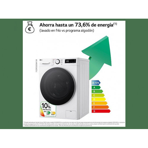 Lavadora secadora - LG F2DR5S09A1W, 9 kg+5 kg, 1200 rpm, 12 programas, Blanco