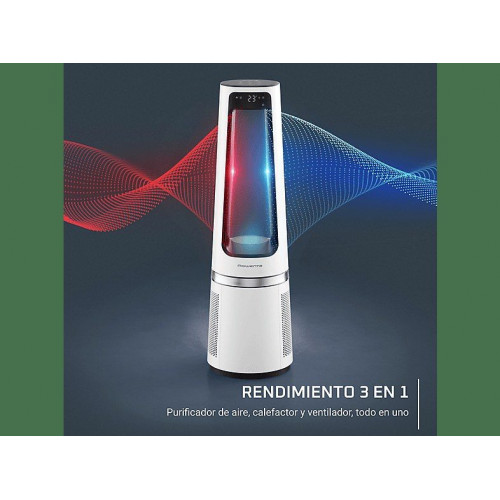 Purificador de aire - Rowenta Eclipse QU5060F, Ventilador y calefactor, 3 en 1, 2000W, 12 Velocidades, 8 m, 31 dB,  Modo día/noche, Silencioso, Blanco