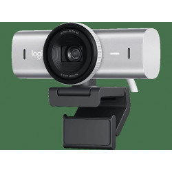 Webcam - Logitech MX Brio, Ultra HD 4K, Corrección de iluminación automática, Autoencuadre, Micrófonos/reducción de ruido, Tapa de privacidad, Gris