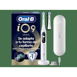 Cepillo eléctrico - Oral-B iO 9S Genius, Seguimiento 3D con app Sensor de Presión, Estuche de Carga, Diseñado Por Braun, Blanco