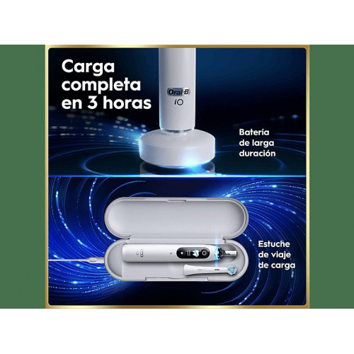 Cepillo eléctrico - Oral-B iO 9S Genius, Seguimiento 3D con app Sensor de Presión, Estuche de Carga, Diseñado Por Braun, Blanco