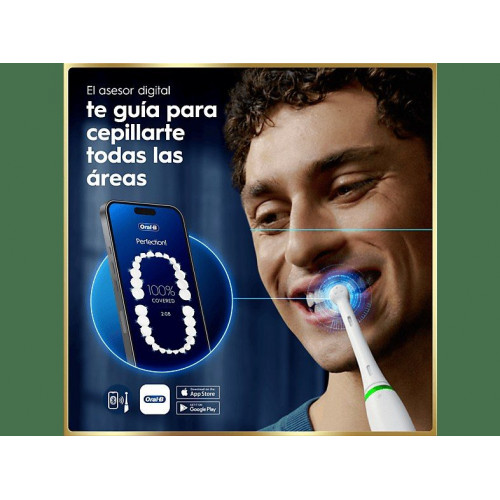 Cepillo eléctrico - Oral-B iO 9S Genius, Seguimiento 3D con app Sensor de Presión, Estuche de Carga, Diseñado Por Braun, Blanco