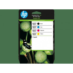 Cartucho de tinta - HP Paquete de 4 Cartuchos de Tinta Original HP 937, Chip mejorado, Negro, Cian, Magenta, Amarillo