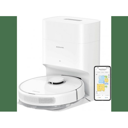 Robot aspirador - Dreame D10 Plus Gen 2, 6000 Pa, 400 ml Depósito de polvo, 150 min Autonomía, Friega , 5200mAh, Blanco