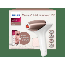 Depiladora IPL - Philips Lumea S9900 BRI951/01, Luz Pulsada en Casa, Con SkinIA y app, Uso Con y Sin Cable, 4 cabezales, Sensor de Piel Inteligente