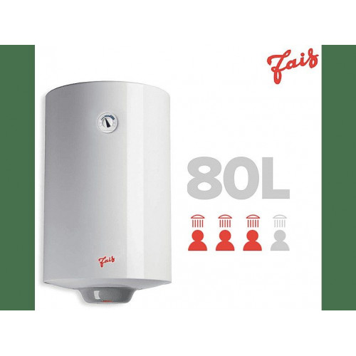 Termo eléctrico - Fais 80VRESEU2, 1.2 kW, 8 bar, 80l, IPX3, Válvula con leva, Termómetro, Blanco