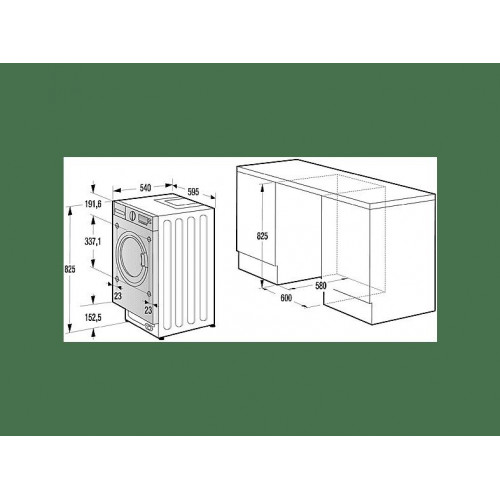 Lavadora integrable - Hisense WF3M841BWIES, 8 kg, 1400 rpm, 15 programas, Secado Allergy Care, Clase A, Sin Panelar