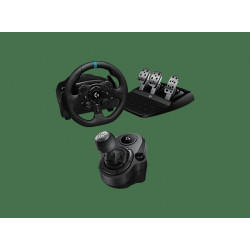 Volante - Logitech G G923 + Palanca de cambios Force Shifter, Force Feedback Trueforce, PS5, PS4 y PC, Pedales personalizables, 6 velocidades, Negro