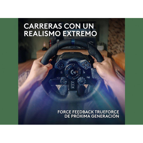 Volante - Logitech G G923 + Palanca de cambios Force Shifter, Force Feedback Trueforce, PS5, PS4 y PC, Pedales personalizables, 6 velocidades, Negro