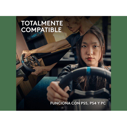 Volante - Logitech G G923 + Palanca de cambios Force Shifter, Force Feedback Trueforce, PS5, PS4 y PC, Pedales personalizables, 6 velocidades, Negro