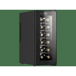 Vinoteca - Cecotec Bolero GrandSommelier 1250 CoolCrystal, Termoeléctrico, Capacidad 12 botellas, Temperatura regulable, Luz LED interior, Black