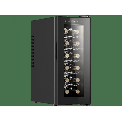 Vinoteca - Cecotec Bolero GrandSommelier 1250 CoolCrystal, Termoeléctrico, Capacidad 12 botellas, Temperatura regulable, Luz LED interior, Black