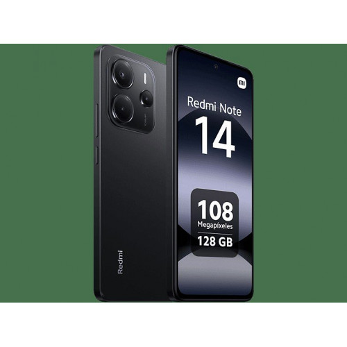 Móvil - Xiaomi Redmi Note 14, Negro medianoche, 128 GB, 6 GB RAM, 6.67