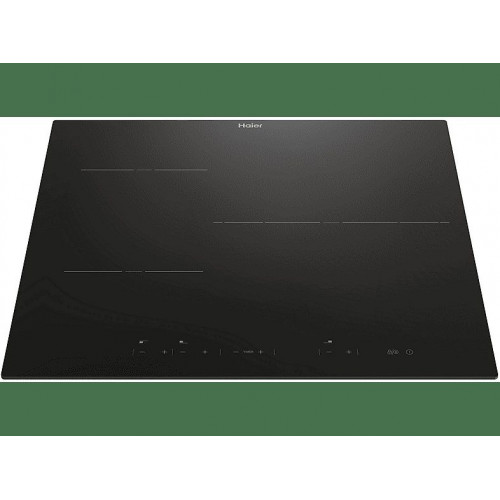 Placa inducción - Haier HAI63DC, 3 Zonas, Zona gigante de 32 cm, 9 Niveles de potencia + Booster, Negro