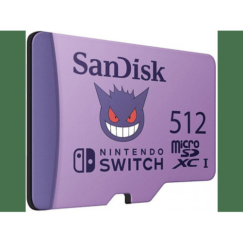 Tarjeta micro SDXC - SanDisk Licencia Nintendo, Pokemon Gengar, 512GB, Para Nintendo Switch 1, Lite, 100MB/s, Morado