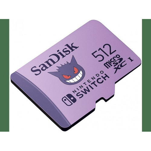Tarjeta micro SDXC - SanDisk Licencia Nintendo, Pokemon Gengar, 512GB, Para Nintendo Switch 1, Lite, 100MB/s, Morado