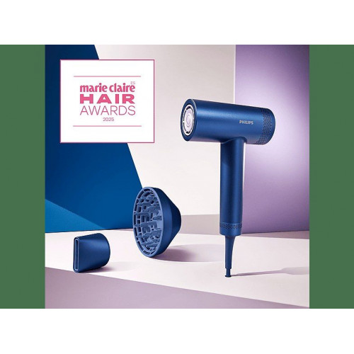 Secador - Philips SERIE 8000 BHD839/10, 1400 W, 5 Niveles de calor, 3 Velocidades, Difusor incluido, Azul Adriático