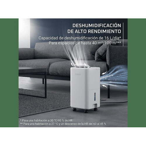 Deshumidificador - Rowenta Extreme Dry Compact DH5260, 16 l/día,  Depósito 3 l, Superficie 40 m², Silencioso, Blanco